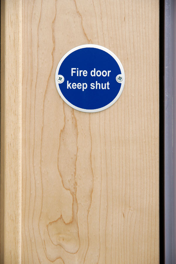 Close up of a fire door